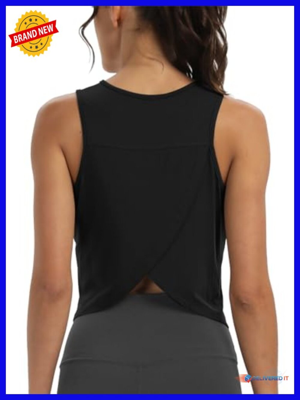 Cropped Open Back Sleeveless Tank Top Athletic Yoga Shirt Loose Fit